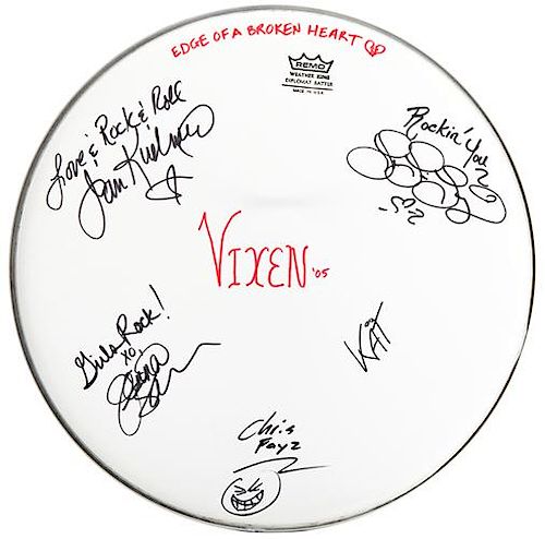 VIXEN AUTOGRAPHED DRUM HEAD.Vixen