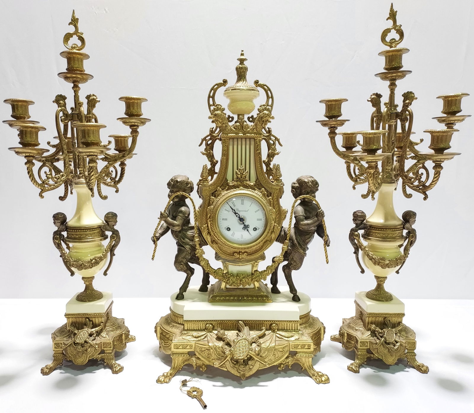 VNTG BREVETTATO 3 PC MANTLE CLOCK &