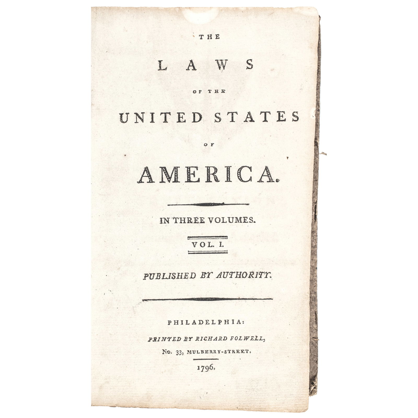 VOL. I ONLY:  THE LAWS OF THE
