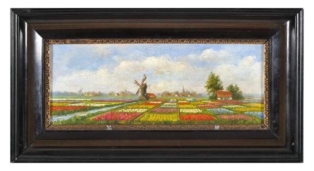 VOS, DUTCH TULIP FIELDS, OIL ON