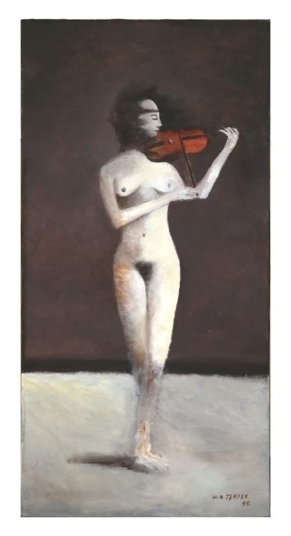 W. A. JENSEN OIL PAINTING OF FEMALE
