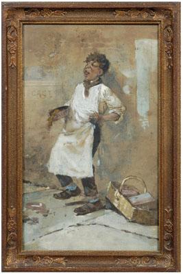 W. Crane watercolor, snuff vendor