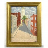 W HEINS Signed Urban Cityscape