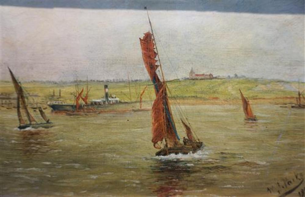 W. J. SARKS(?), SAILBOATS IN AN