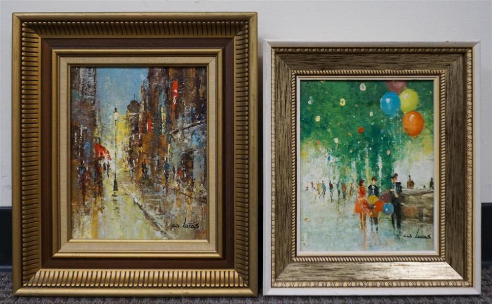 W. LUCAS, STREET SCENES, TWO OILS
