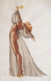 W. T. WALLS, WATERCOLOR, WOMAN