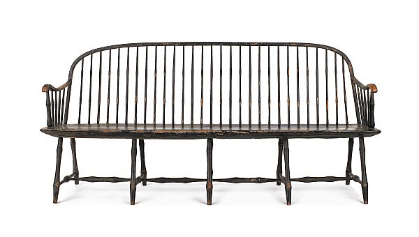 W. Wallick painted windsor settee