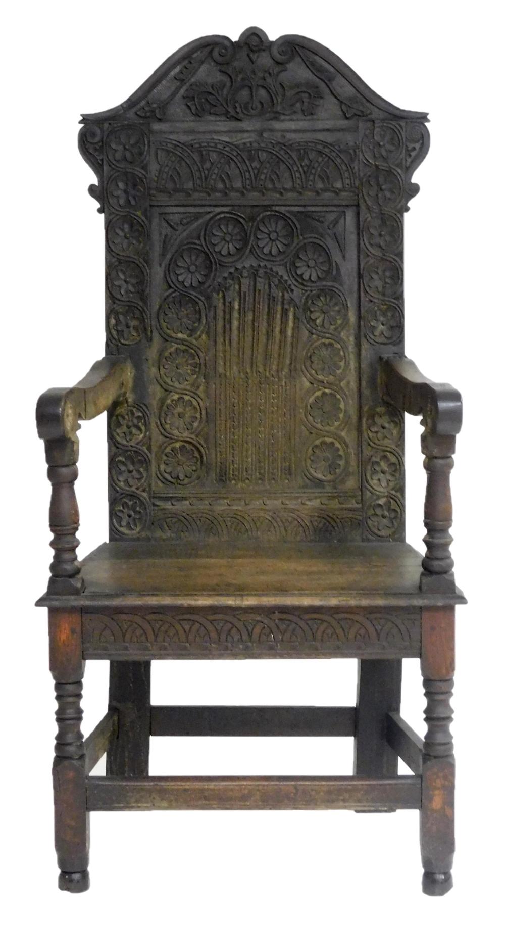 WAINSCOT ARMCHAIR, ENGLISH, 17TH