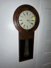 WALL CLOCK, NO MAKER, WALNUT,