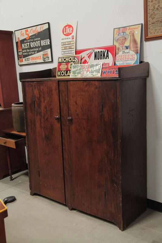 WALL CUPBOARD. Dark stained