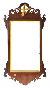 WALL MIRROR, 19TH C., HARDWOOD