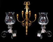 WALL SCONCE AND PAIR OF GIOVAN