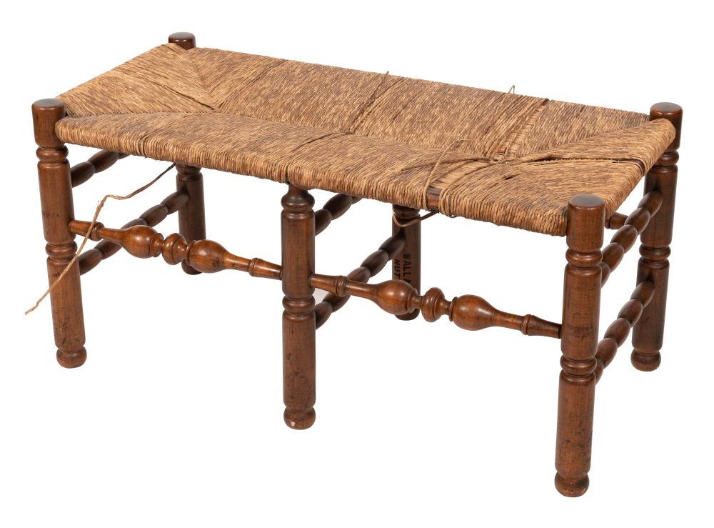 WALLACE NUTTING RUSH-SEAT BENCH