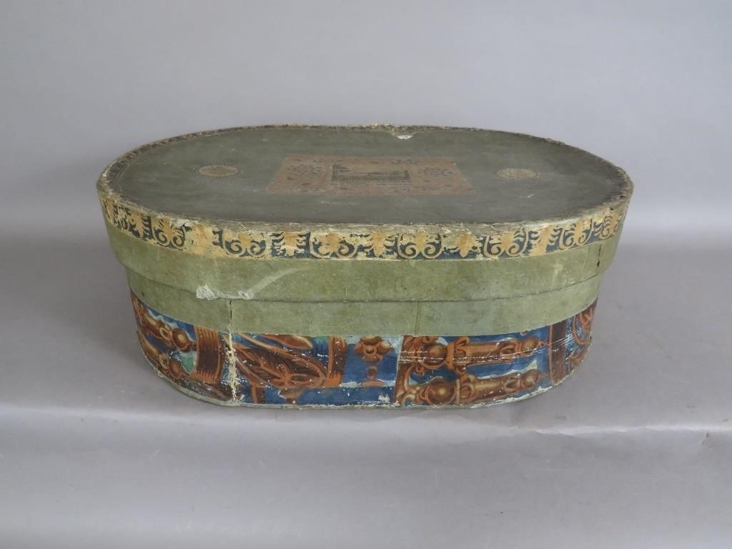 WALLPAPER COVERED OVAL LIDDED