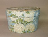 WALLPAPER COVERED OVAL WOODEN