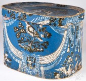 WALLPAPER HAT BOX, 19TH C.Wall