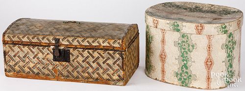 WALLPAPER HATBOX, 19TH C.,