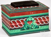 WALLPAPER SEWING BOX, 19TH C.W