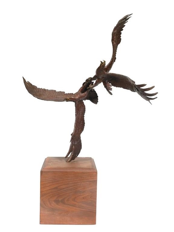 WALLY SHOOP, BRONZE FIGHTING EAGLES