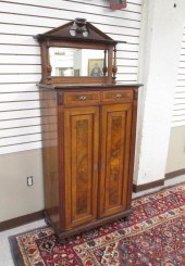 WALNUT AND BURL WALNUT CABINET
