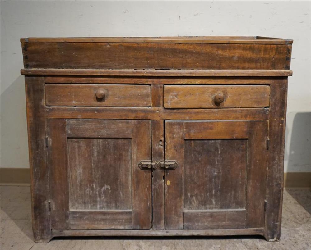 WALNUT AND COPPER LINED DRY SINK,