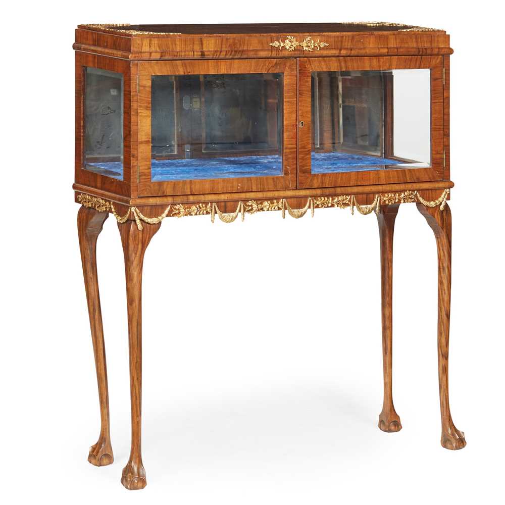 WALNUT AND GILT METAL MOUNTED