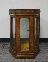 WALNUT AND GLASS HEXAGONAL ILL