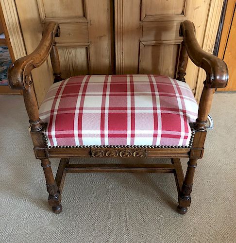 WALNUT BACKLESS BENCH WITH CURVED