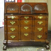 Walnut block front desk    new