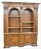 WALNUT BOOKCASE, WITH FLUTED P