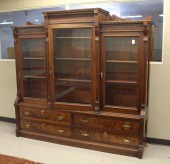 WALNUT BREAKFRONT CABINET BOOK