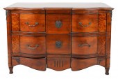 WALNUT & BURL COMMODE20th cent