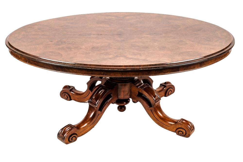 WALNUT BURLWOOD TABLEcut down for