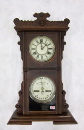 WALNUT CASED DOUBLE-DIAL CALEN