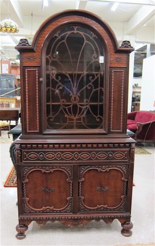 WALNUT CHINA DISPLAY CABINET ON