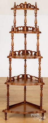 WALNUT CORNER WHATNOT SHELF, 5