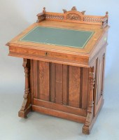 WALNUT DAVENPORT DESK, LEATHER