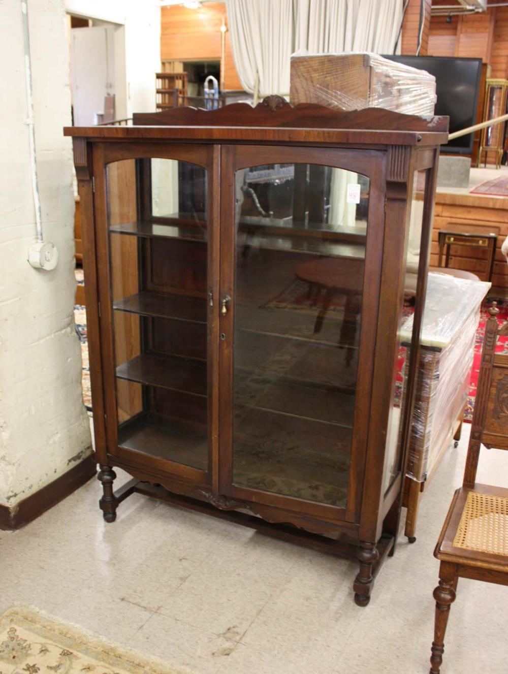 WALNUT DOUBLE-DOOR CHINA CABINET,