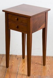 WALNUT DOUBLE DRAWER SIDE TABL