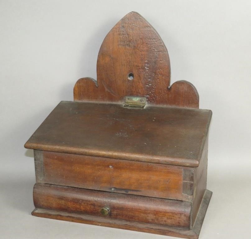 WALNUT DRAWER BASE SLANT LID SALT