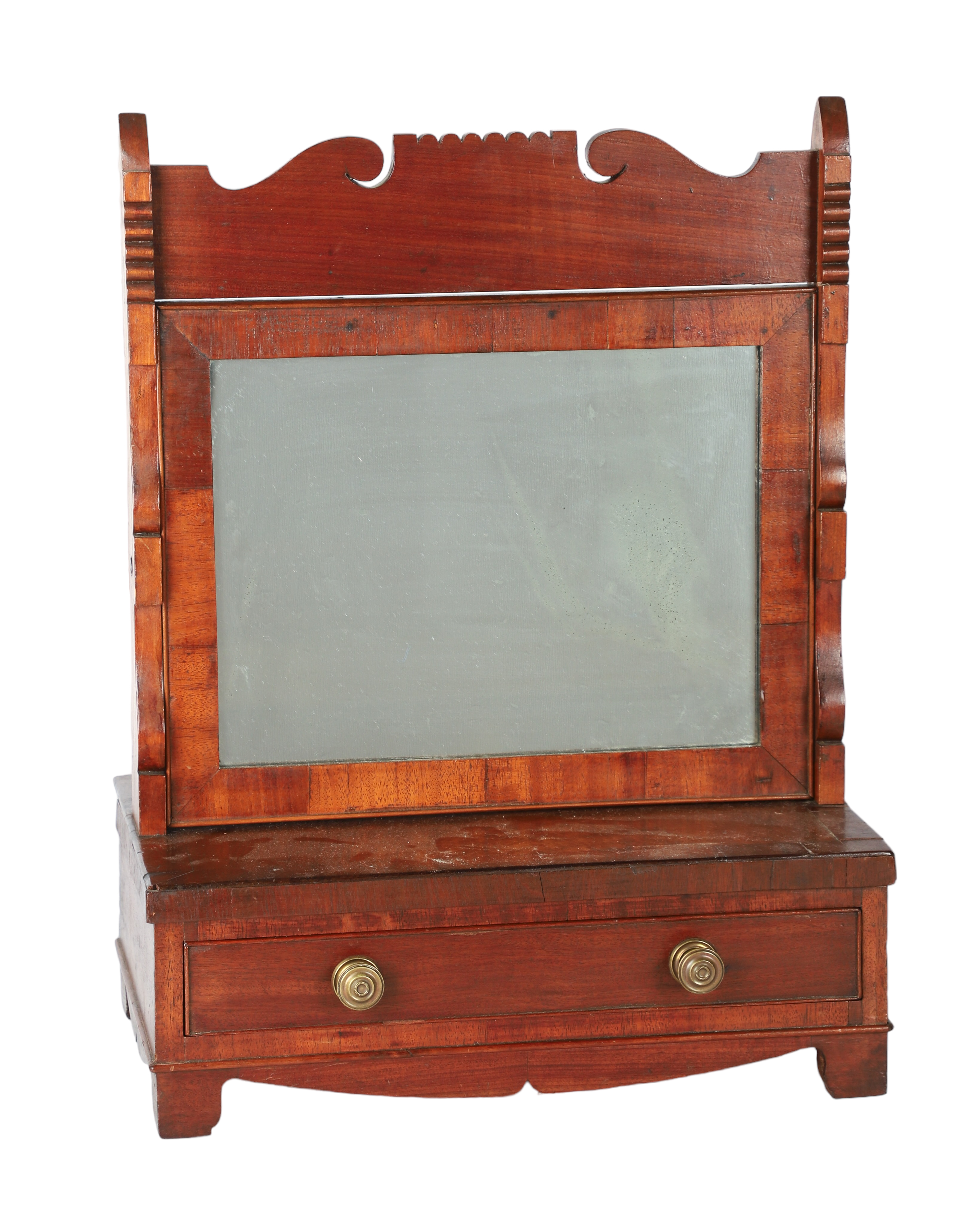 Walnut dresser top shaving mirror