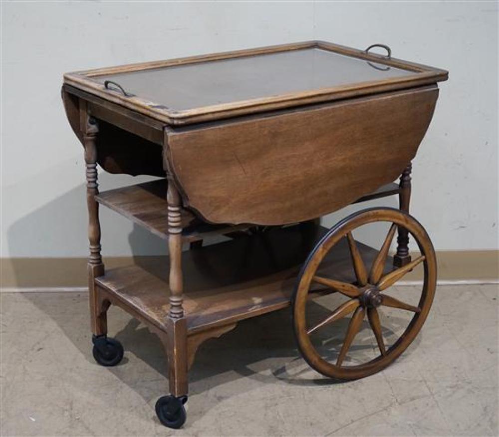 WALNUT DROP-LEAF TEA CART WITH