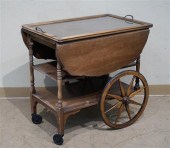 WALNUT DROP-LEAF TEA CART WITH