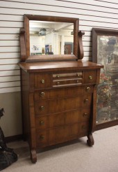 WALNUT EMPIRE REVIVAL DRESSER,