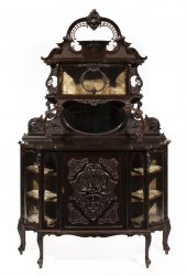 WALNUT ETAGERE CABINET, POSS.