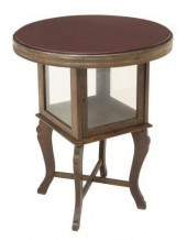 WALNUT GLASS DISPLAY CENTER TA