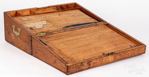 WALNUT LAP DESK, 19TH C.Walnut