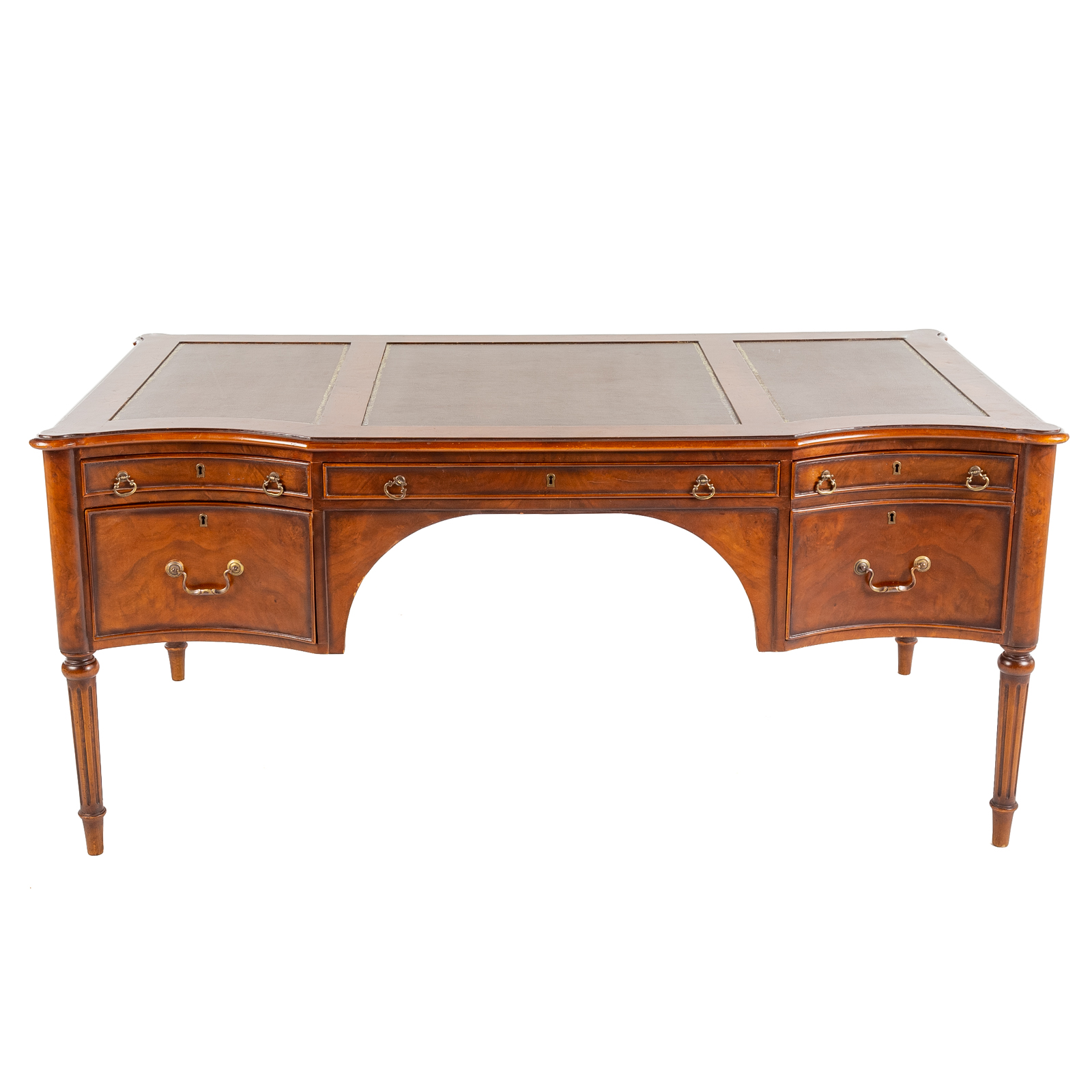 WALNUT LEATHER TOP EXECUTIVE DESK