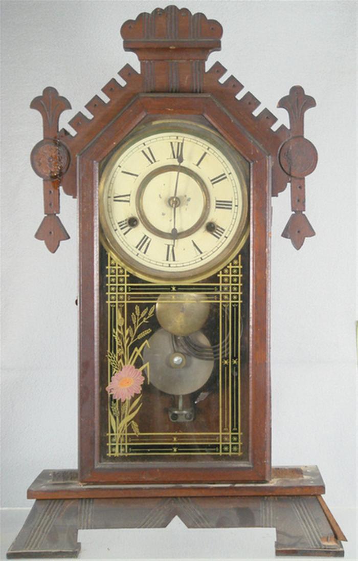 Walnut mantle clock, not signed, 