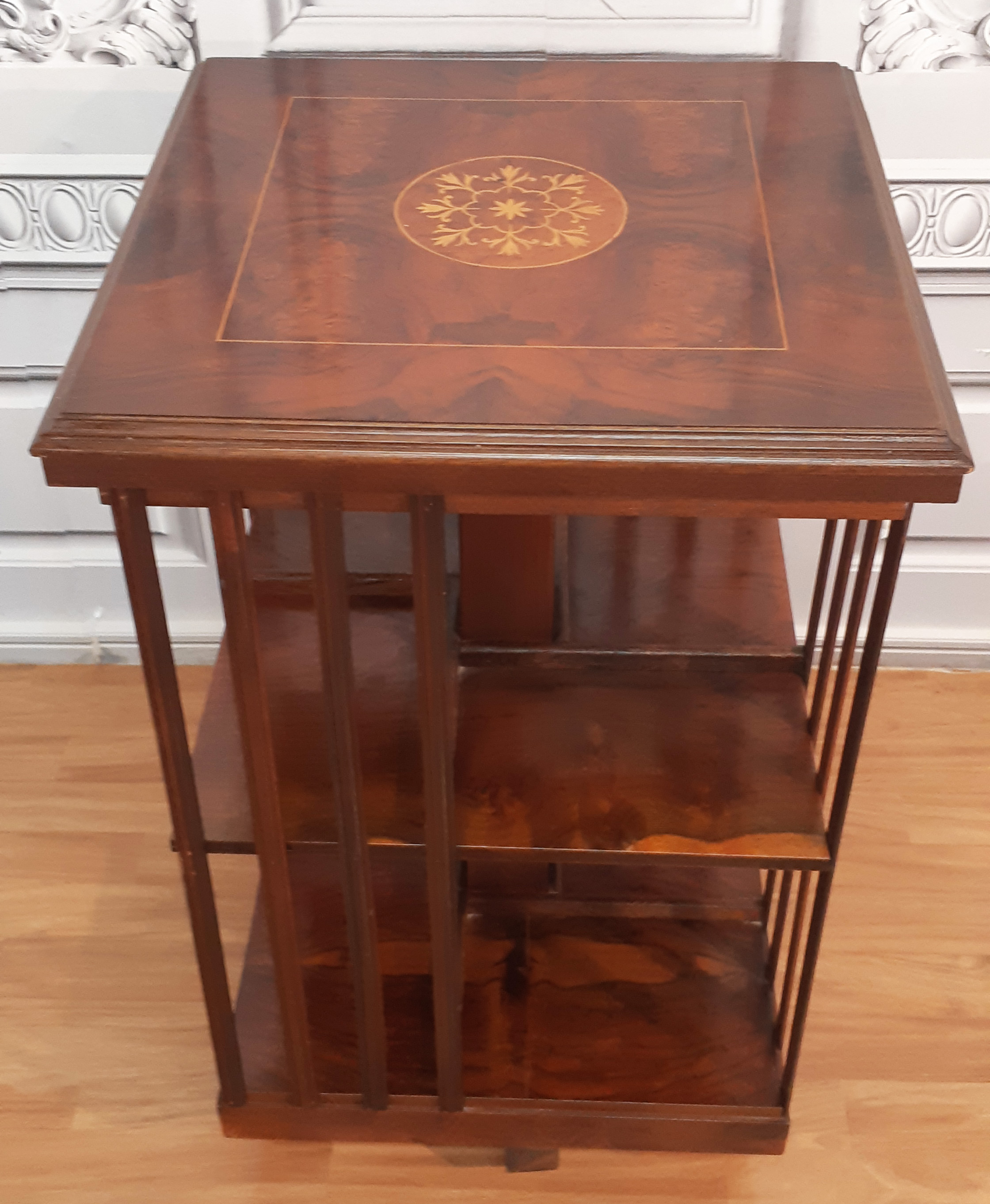 WALNUT MARQUETRY INLAID REVOLVING